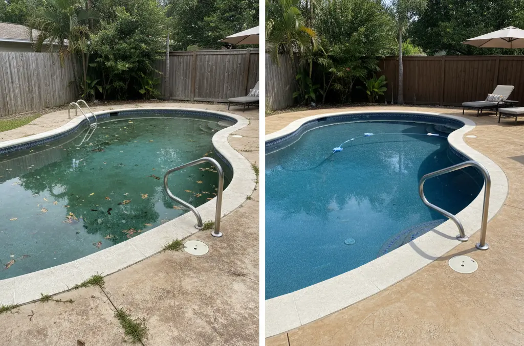 Before and after Pool renovations